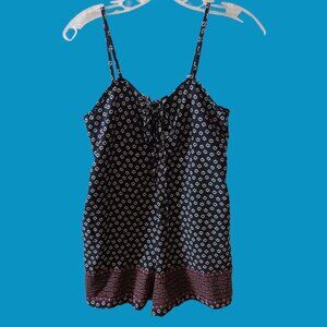 I Joan Navy & Red Floral Print Romper  I Joan Navy& Red Size Small